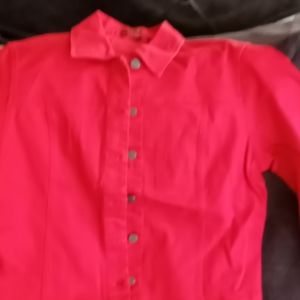 Red New York & Co. Red denim jacket